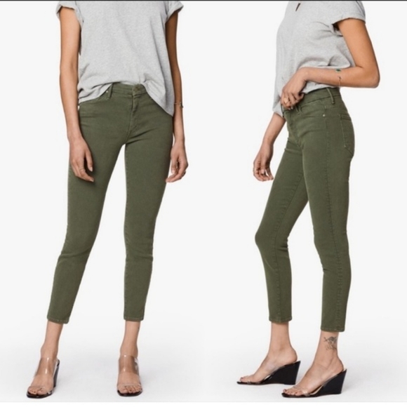 MOTHER Denim - Mother The Looker Cropped Skinny Jeans in Army Green Size 27